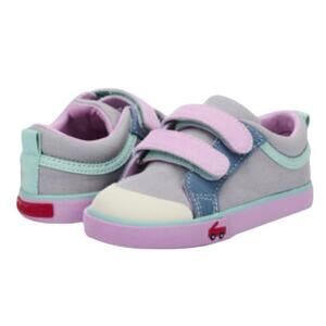 See Kai Run Girl 11 Robyne Gray/Mauve Lavender Denim Blue‎ & Teal Sneakers